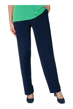 Susan Graver Women's LK Luxe Pull-On Pants w/ Pocket Navy - Regular